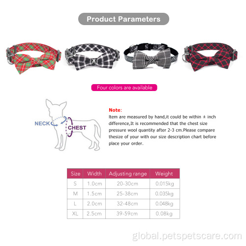 Pet Leashes Cute Classic Plaid Bow Tie Puppy Dog Collar Supplier